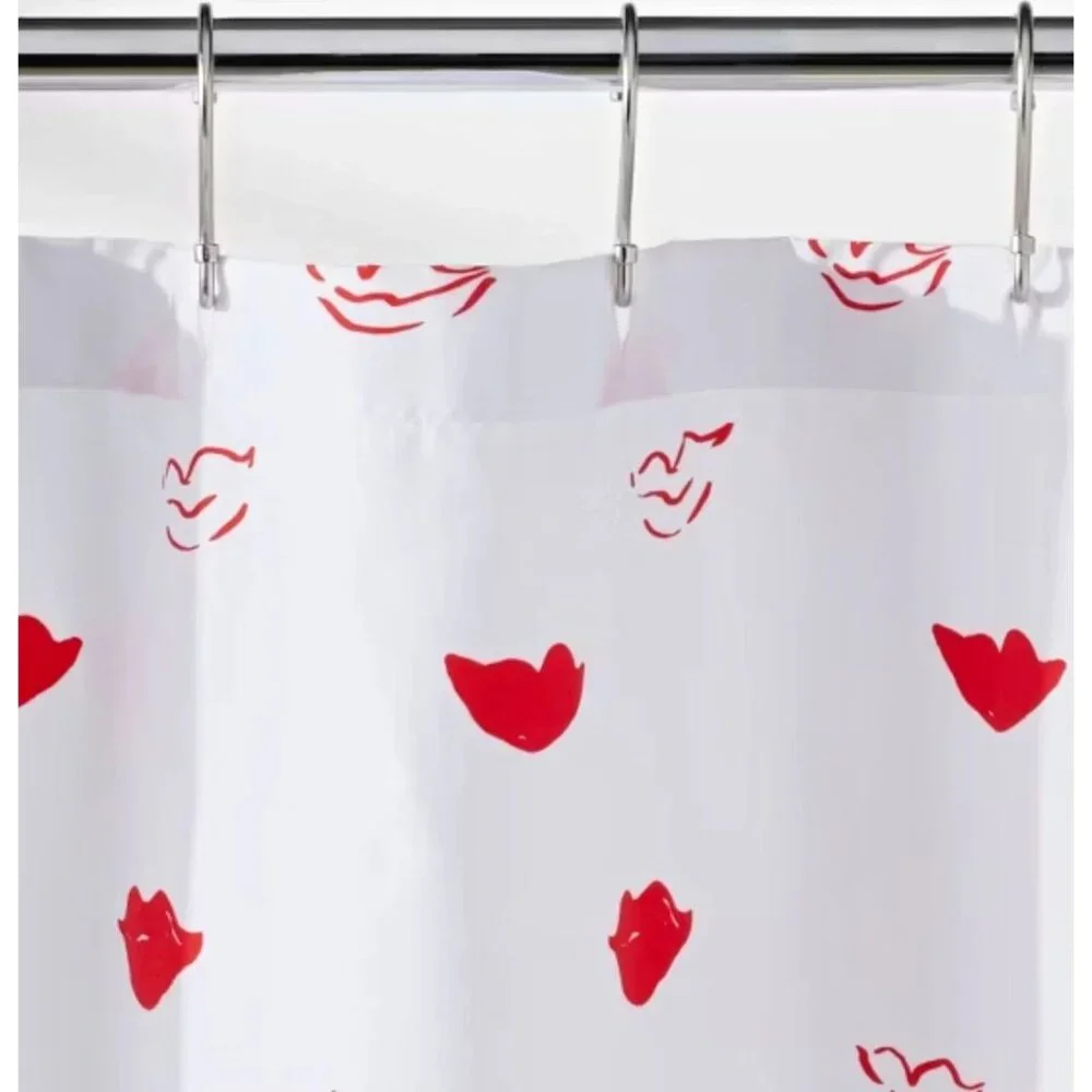 Room Essentials Red Lips Shower Curtain RED LIPSTICK NEW